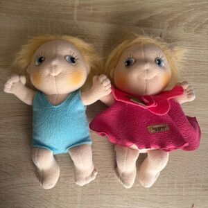 Rubens Barn Montessori Plush Dolls in Blue and Pink Outfits 7.5 in